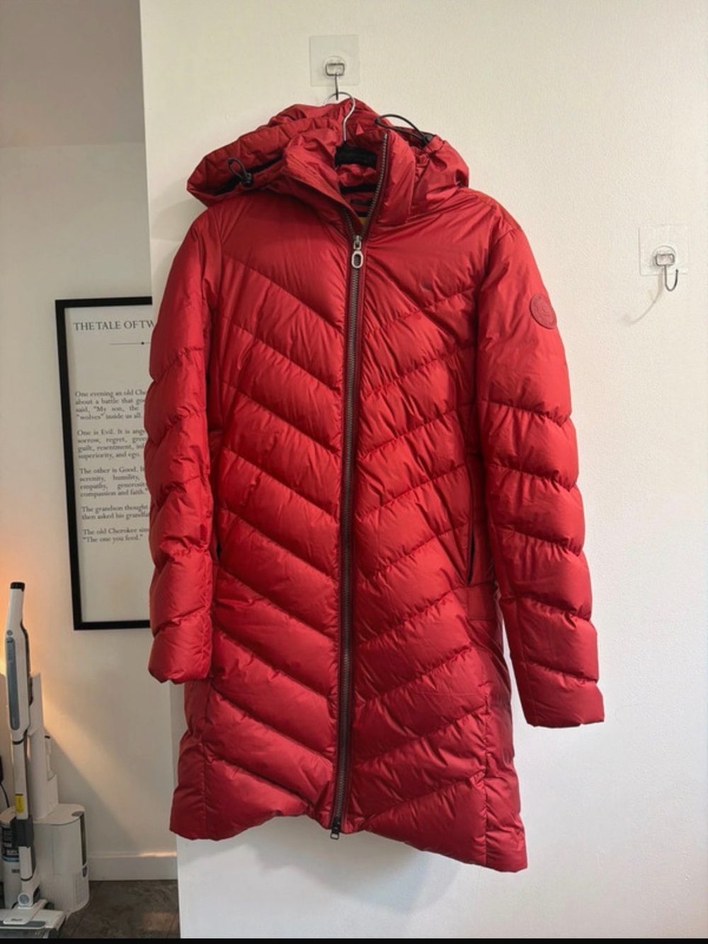 G-Star Women's Red Hooded Quilted Puffer Coat